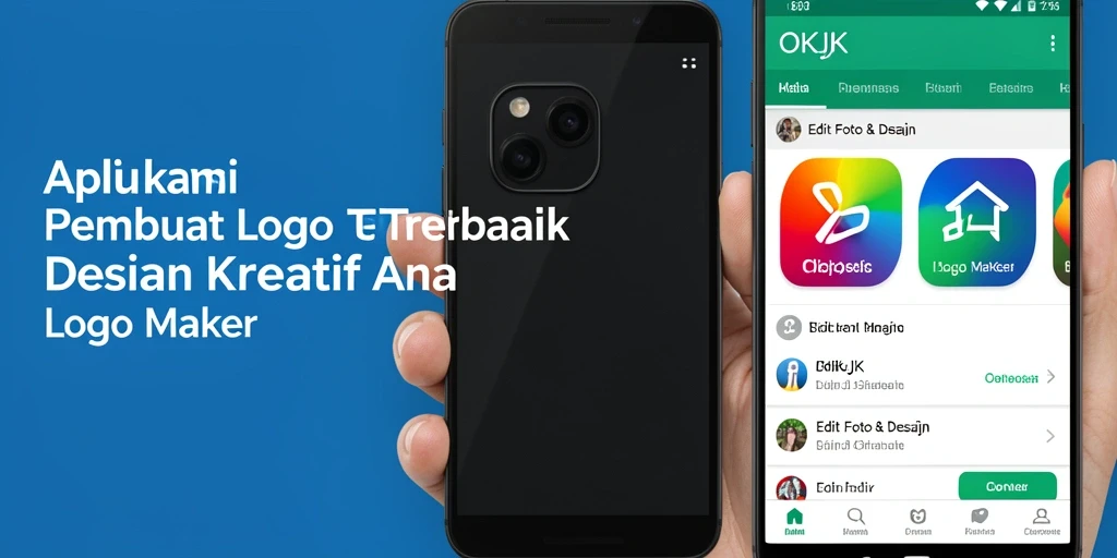 Antarmuka pengguna OKJK yang sederhana dan intuitif untuk membuat logo.