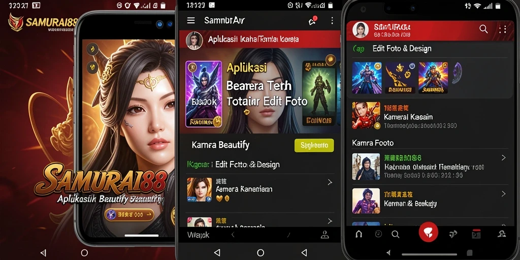 Antarmuka pengguna <strong>SAMURAI88</strong> yang menarik dengan berbagai fitur Kamera Beautify.