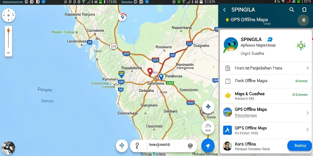Antarmuka SPINGILA yang memudahkan navigasi peta offline.