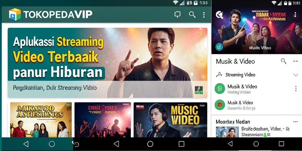Tampilan antarmuka TOKOPEDIAVIP dengan kategori video menarik.
